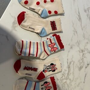 Disney Minnie Mouse Red and Cream Socks ( 5 pair)
